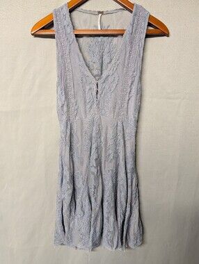 Free People "Reign Over Me" Lace Mini Dress Light Blue Size 0